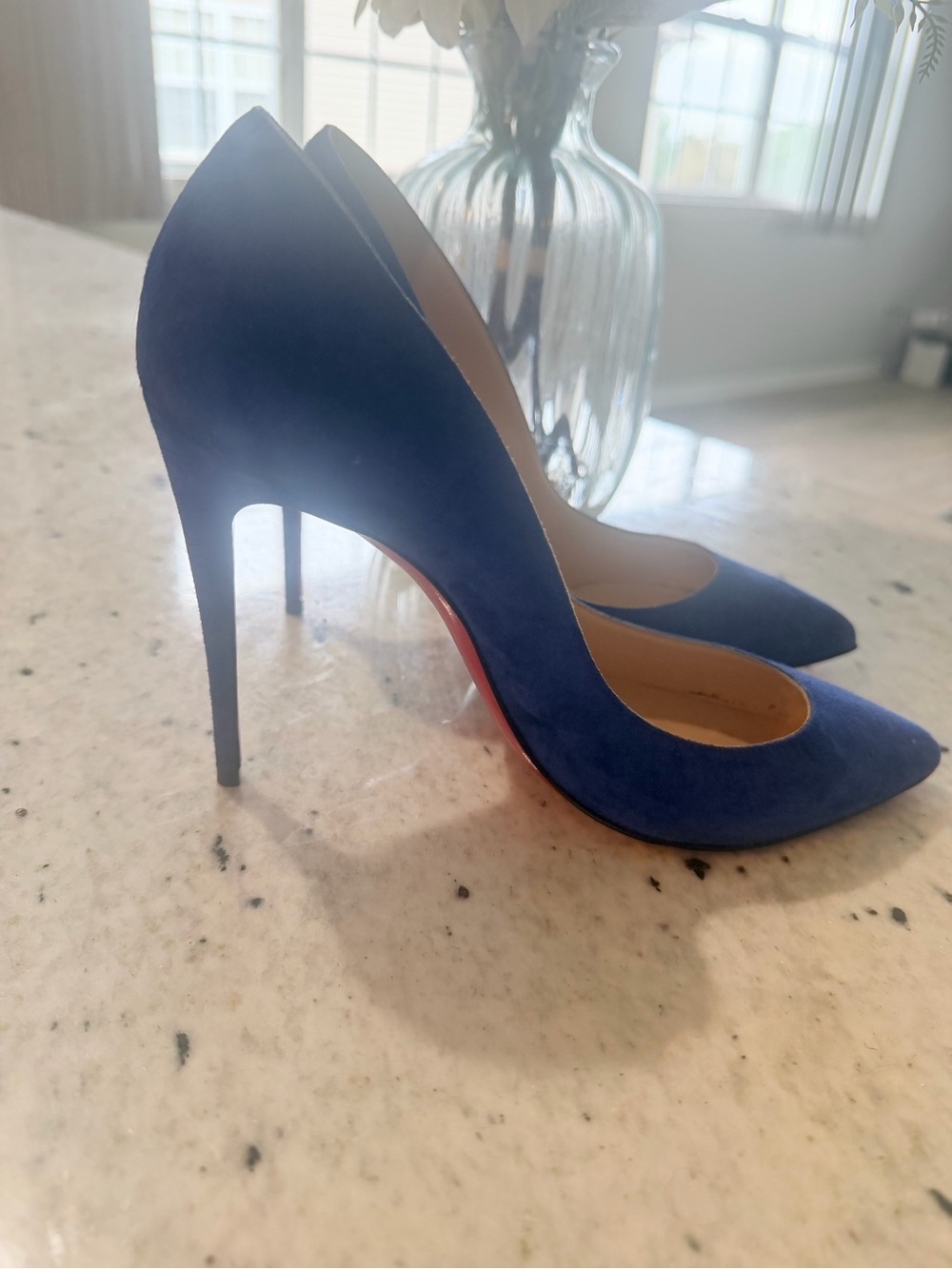 Christian Louboutin Royal Blue Suede Pointed-Toe Stiletto Pumps